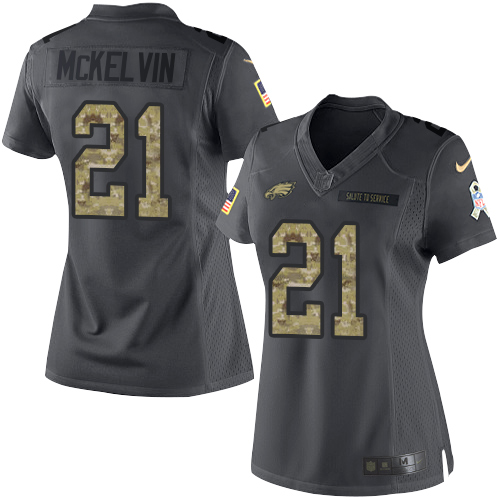 Women's Limited Leodis McKelvin Nike Jersey Black - #21 2016 Salute to Service NFL Philadelphia Eagles